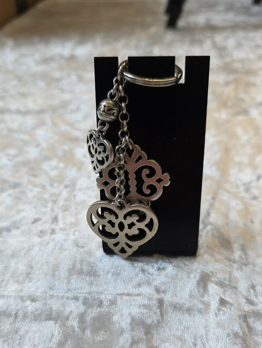 Brighton Silver Filigree Heart Charm Keychain - Picture 1 of 5